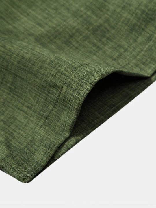 Short Sleeve Stand Collar Shirt & Straight Leg Linen Pants